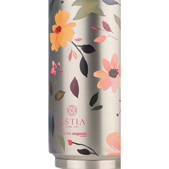 Θερμός Travel Cup Estia Home Art Save the Aegean Silver Botanic 500ml image 1