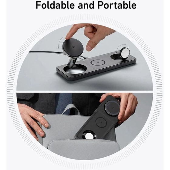 Ασύρματος Φορτιστής ANKER MagGo 3 in 1 Wireless Charging PAD 15W - Black image 4