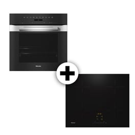 MIELE H 7260 B & KM 7361 FL 76 Lt Μαύρο Eντοιχιζόμενο Σετ Φούρνος και Εστία
