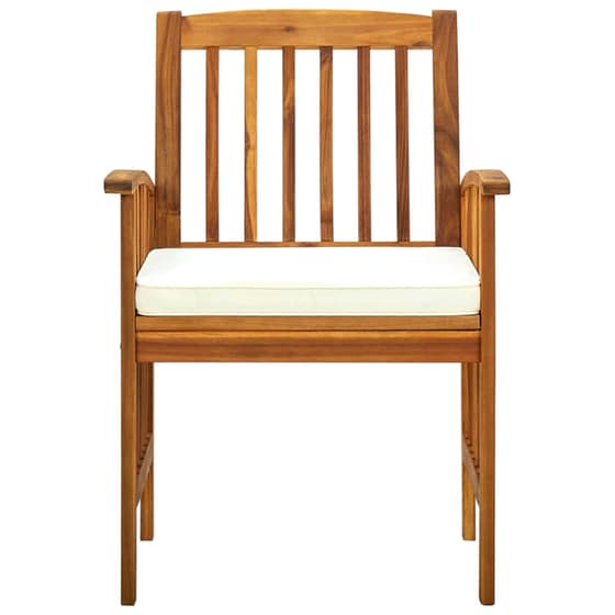 Καρέκλες Τραπεζαρίας Κήπου Vidaxl 8τμχ από Μασίφ Ξύλο Ακακία 61x64x90 cm - Καφέ/Λευκές image 3