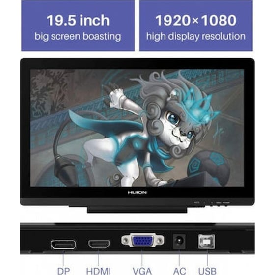 Γραφίδα και Ταμπλέτα Huion Kamvas 20 με Όθονη FHD 19.5" USB - Μαύρο image 0