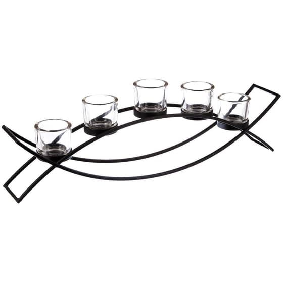 Κηροπήγιο Spitishop A-s Candle Holder 136718 Μεταλλικό/Γυάλινο 5 Θέσεων 54x8x17 cm - Μαύρο image 0