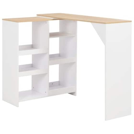 Τραπέζι Μπαρ Vidaxl Με Κινητή Ραφιέρα 138x40x120 cm - Λευκό image 1
