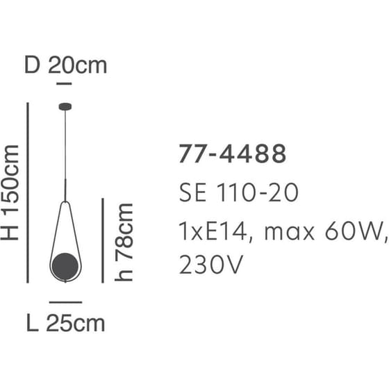 Φωτιστικό Οροφής Μονόφωτο Homelighting Prato από Μέταλλο/Γυαλί 25x20x70-150 cm - Λευκό/Χρυσό image 1