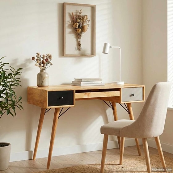Γραφείο Γραφής VidaXL από Μασίφ Ξύλο Μάνγκο 110x55x76 cm - Καφέ image 1