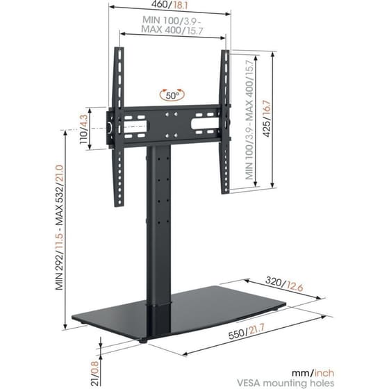 Βάση Τηλεόρασης Δαπέδου Vogels MS 3085 Σταθερή 32" - 65" έως 25 kg image 6
