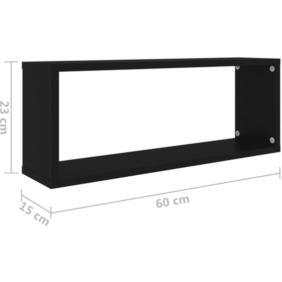 Ράφια Τοίχου VidaXL από Μοριοσανίδα 60x15x23 cm 6 Τμχ  - Μαύρο image 8