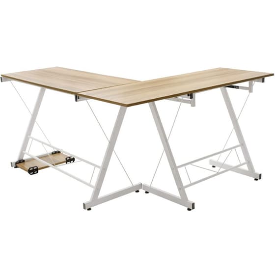 Γραφείο Γωνιακό Pakoworld Levi από MDF 158x120x73 cm - Μπεζ/Λευκό image 2