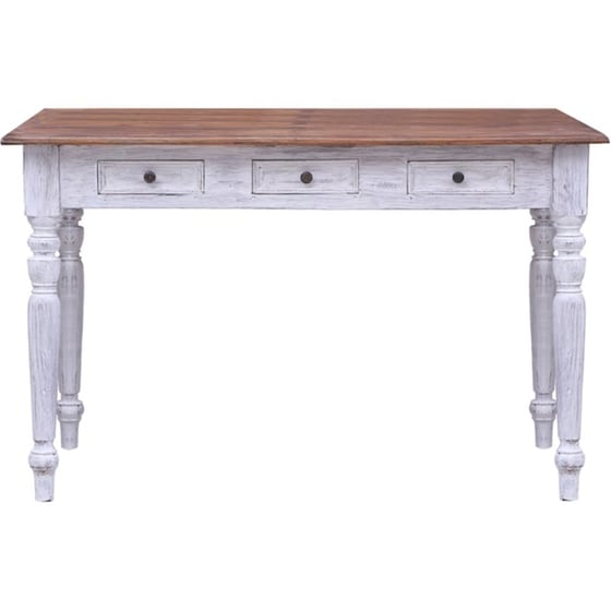 Γραφείο VidaXL με Συρτάρια από Μασίφ Μαόνι 117x57x75 cm - Λευκό image 2