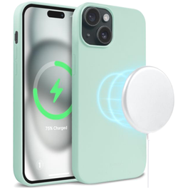 Crong Color Magnetic - Θήκη Magsafe Premium Σιλικόνης - Apple Iphone 15 - Mint (crgcolrmip1561lgrn)