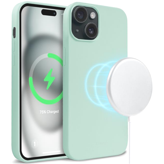 Crong Color Magnetic - Θήκη Magsafe Premium Σιλικόνης - Apple Iphone 15 - Mint (crgcolrmip1561lgrn) image 0