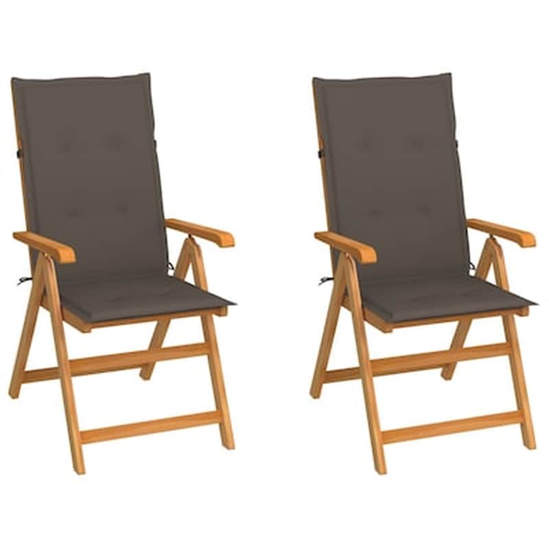 Vidaxl Καρέκλες Κήπου 2 Τεμ. Από Μασίφ Ξύλο Teak Με Taupe Μαξιλάρια