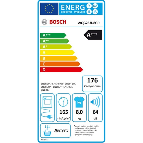 BOSCH WQG233D8GR 8 kg A+++ με Αντλία Θερμότητας Λευκό Στεγνωτήριο Ρούχων image 2