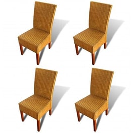 Καρέκλες Τραπεζαρίας Vidaxl από Γνήσιο Ρατάν 4 Τμχ - Καφέ