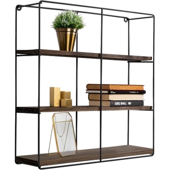 Ραφιέρα 24mall Gladiolo από Μέταλλο/Ξύλο 60x15x60 cm - Ανθρακί/Μαύρο image 0