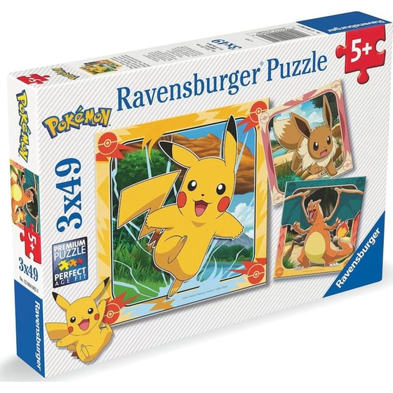 Παιδικό Παζλ Ravensburger Pokémon Pikachu (3x49 Κομμάτια) image 5