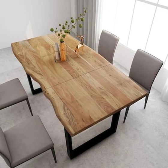 Τραπεζαρία Vidaxl από Μασίφ Ξύλο Ακακίας 180 90x76 cm - Μαύρο/Καφέ image 1