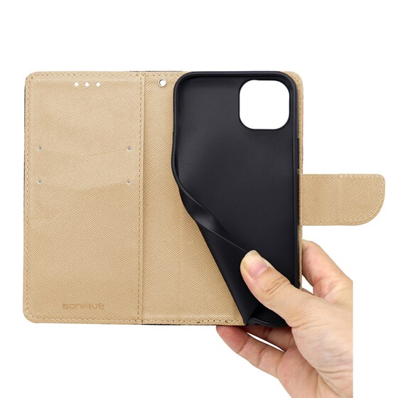 Θήκη Apple iPhone 14 - Sonique Trend Book -  Μαύρο/Χρυσό image 3