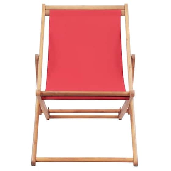 Σεζλόνγκ VidaXL Πτυσσόμενη από Ξύλο/Υφασμα 98.5x60.5x90 cm - Κόκκινο image 2