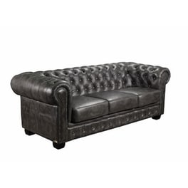 Chesterfield 3θέσιος Καναπές Δέρμα Antique Gray C41259