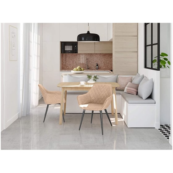 Καρέκλα Τραπεζαρίας Polihome Laurie από Μέταλλο και Δερματίνη 58x61x86 cm - Μόκα/Μαύρο image 1