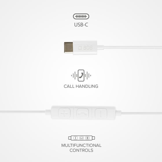 Ακουστικά Handsfree SBS Studio Mix 65C USB-C - Λευκά image 1