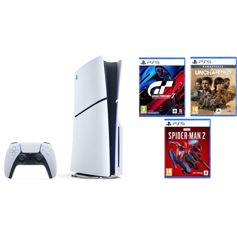 SONY Sony PlayStation 5 - 1TB Gran Turismo 7 Marvel’s Spider-Man 2 Uncharted: Legacy of Thieves Collection