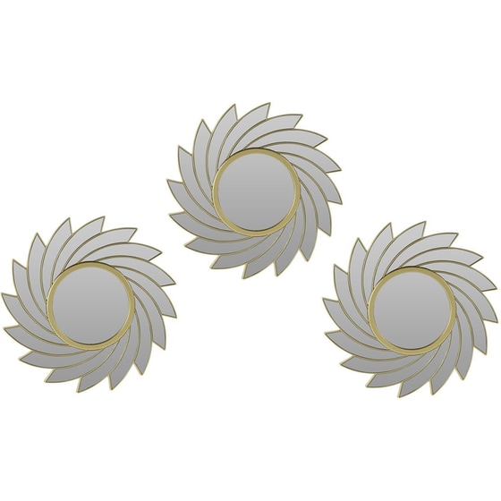 Σετ Διακοσμητικοί Καθρέφτες Τοίχου Spitishop 3τμχ Φ24.5 cm - Χρυσό image 0