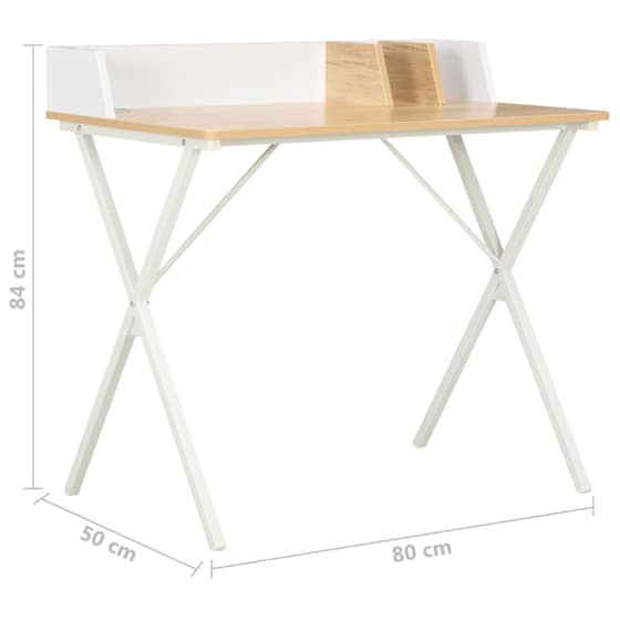 Γραφείο Μελέτης VidaXL από Μοριοσανίδα 80x50cm - Δρυς/Λευκό image 6