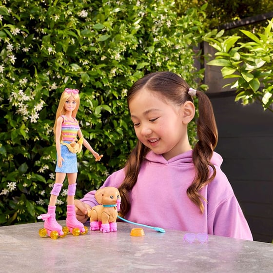 Κούκλα Barbie Family & Friends Roller Skating Doll & Pet image 5