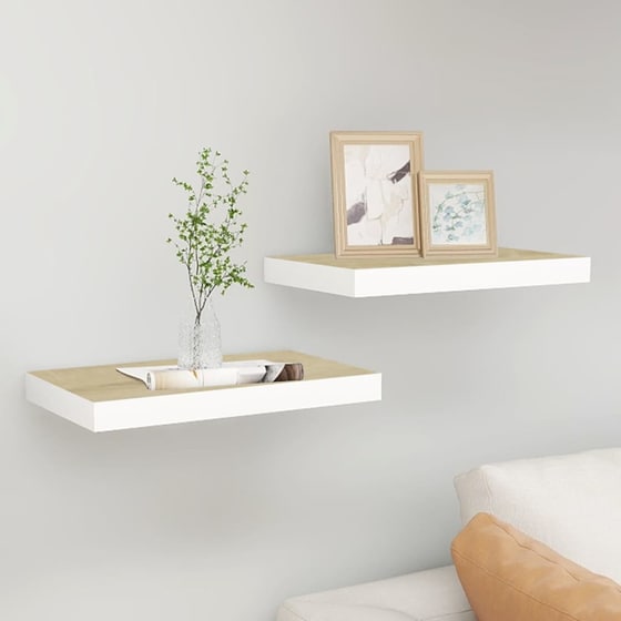 Ράφια Τοίχου VidaXL από MDF 50x23x3.8 cm 2 Τμχ - Λευκό/Μπεζ image 1