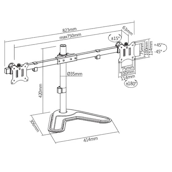 Βάση Οθόνης Επιτραπέζια Brateck LDT57-T02 17"- 32" έως 9 kg image 4
