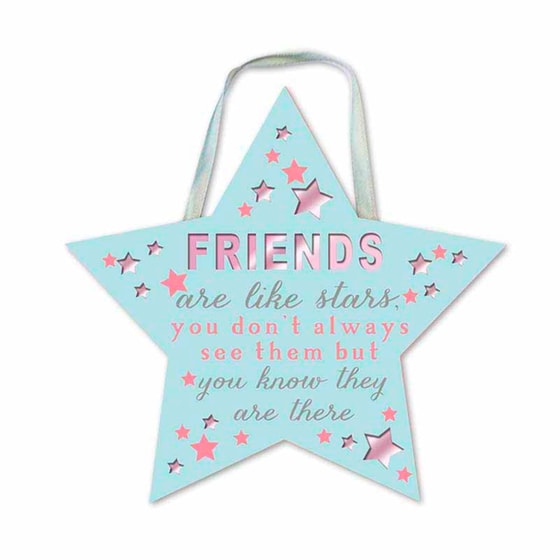 Πινακίδα A.T.P Ξύλινη Friends Are Like Stars 12x15 cm - Πολύχρωμο image 0