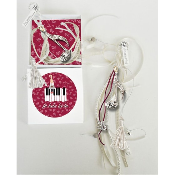 Κρεμαστό Χριστουγεννιάτικο Γούρι Μεταλλικό Μουσικό - Ασημί image 0