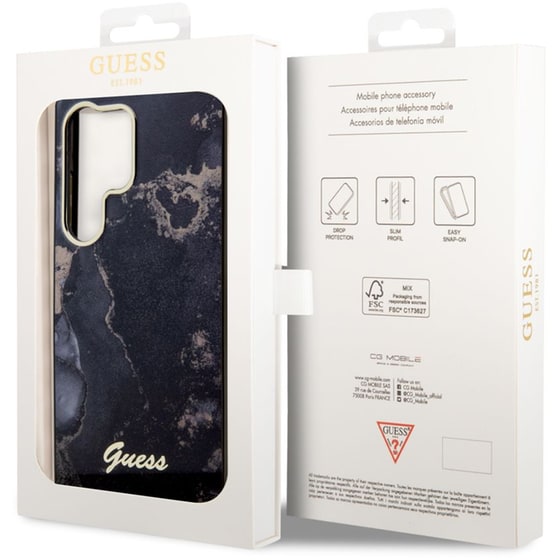 Θήκη Samsung Galaxy S23 Ultra S918 - Guess 4g Logo Collection Hardcase Golden Marble Collection - Μαύρο image 3