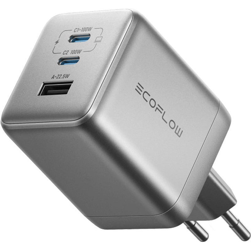 Φορτιστής Πρίζας Ecoflow Power Adapter USB-C/USB-A 100W - Γκρι