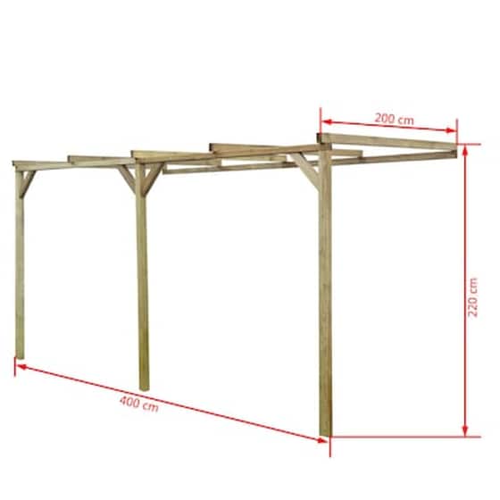 Vidaxl Πέργκολα Στηριζόμενη 2 X 4 X 2,2 Μ. Ξύλινη image 3