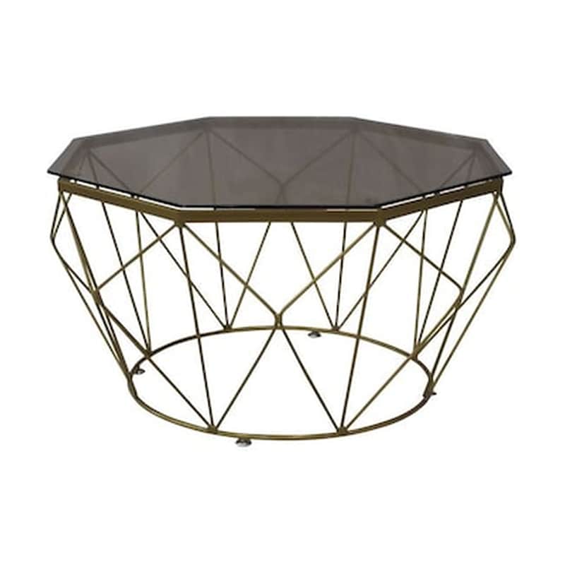 WOODWELL Τραπεζάκι Σαλονιού Woodwell από Γυαλί 87x44cm - Χρυσό dupli