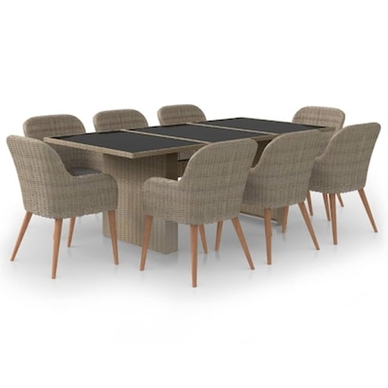 Vidaxl Σετ Τραπεζαρίας Κήπου 9 Τεμαχίων Καφέ Από Συνθετικό Ρατάν image 1