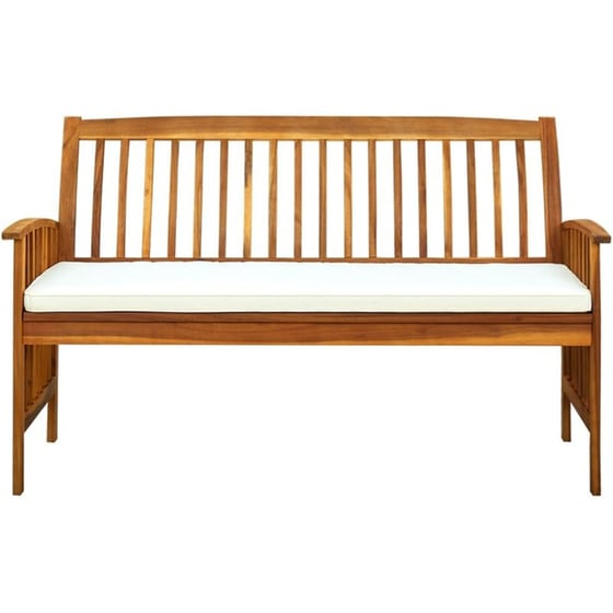 Παγκάκι Κήπου VidaXL με Μαξιλάρι από Μασίφ Ξύλο Ακακίας 147x64x90 cm - Καφέ/Λευκό image 4