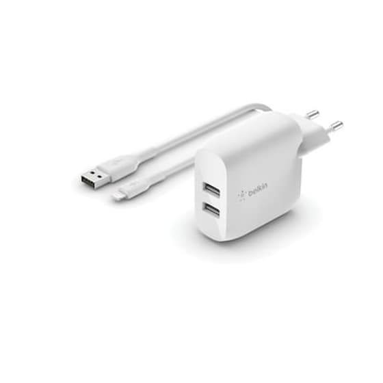 Σετ Φόρτισης Belkin 2x Usb 24W with cable Lightning 1m - White image 0