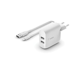 Σετ Φόρτισης Belkin 2x Usb 24W with cable Lightning 1m - White