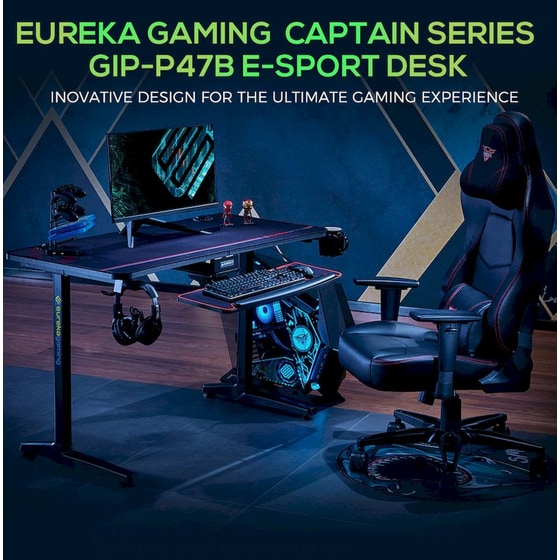 Σετ Eureka Ergonomic Καρέκλα ERK-GC06-R & Γραφείο Gaming ERK-GIP-P47B-V1 - Μαύρο/ Κόκκινο image 4
