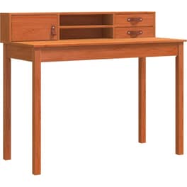 Γραφείο VidaXL με Ράφι από Μασίφ Ξύλο Πεύκου 110x50x93 cm - Κερωμένο Καφέ