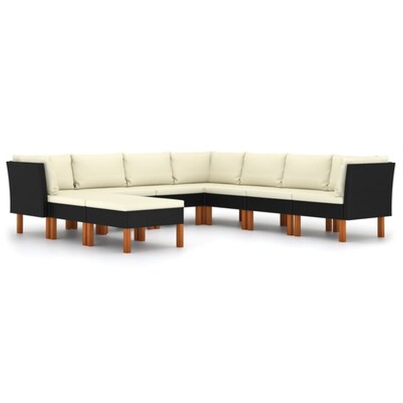 Vidaxl Σαλόνι Κήπου 9 Τεμαχίων Μαύρο Από Συνθετικό Ρατάν Με Μαξιλάρια VIDAXL