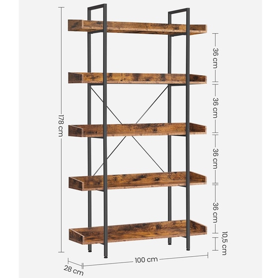 Ραφιέρα Vasagle Lls110b01 από Μοριοσανίδα/Μέταλλο 100x28x178cm - Καφέ/Μαύρο image 8
