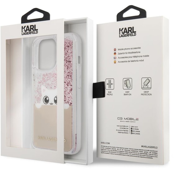Karl Lagerfeld Liquid Glitter Case  Quot;peek A Boo Cover Quot; Θήκη Προστασίας – Iphone 13 Pro Max (clear/glitter Pink) image 3