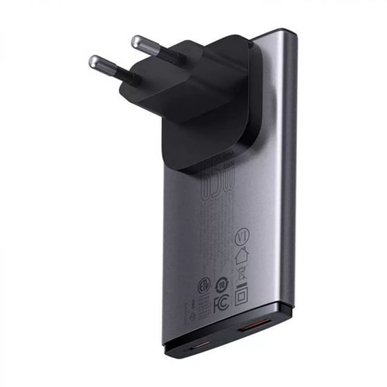 Φορτιστής Πρίζας Baseus με USB-A/ USB-C με καλώδιο USB-C 65W - Γκρι (CCGP150113) image 5