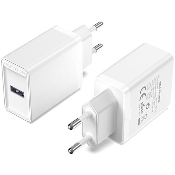 Φορτιστής Πρίζας Vention FACW0‑EU USB-A 22.5 W - Λευκό image 1
