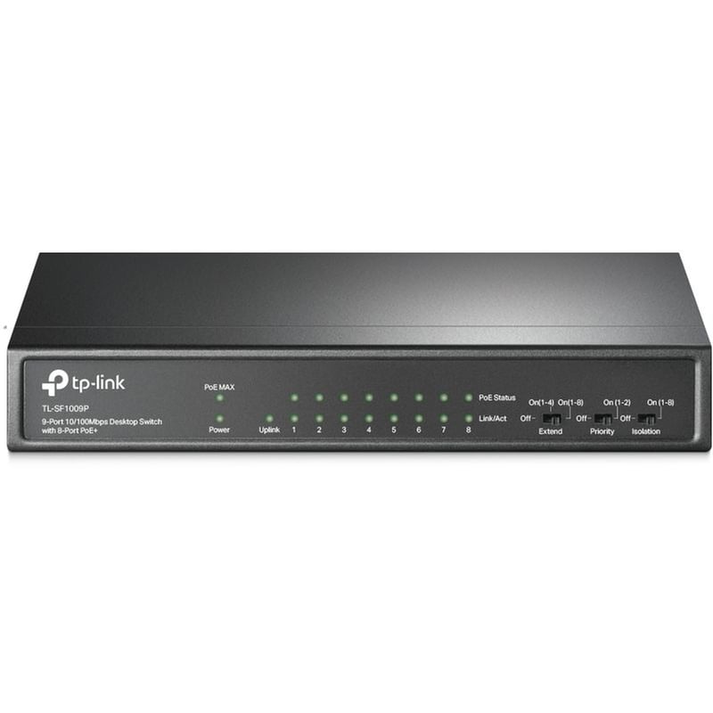 TP-LINK TP-Link TL-SF1009P Network Switch Easy Smart L2 Fast Ethernet (10/100Mbps) 9-Port PoE+ Support